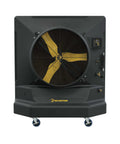 Heavy Duty Portable Swamp Cooler With Killer 36 Inch Fan And 46 Gallon Tank Straight Up Heatwave Buster for workshops, black design.