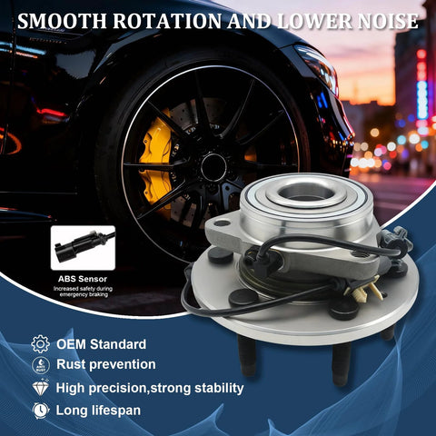 Two Pack Front Wheel Bearing And Hub Assembly 4WD Compatible With 2014 To 2018 Silverado 1500 in front of car wheel