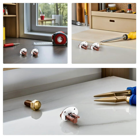 4 Sets Drawer Repair Kit For Wardrobe And Cabinet Replacement Roller Slides on workbench with tools in DIY setup