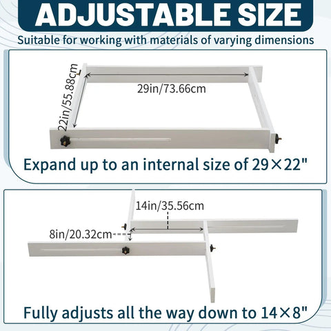 Dope Juice Groove Router Jig With 8 Spacers, Adjustable up to 29x22 inches, white wooden guide for cutting boards, large size.