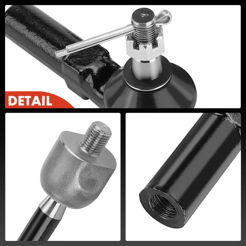 Front Inner And Outer Tie Rod End Kit For Mazda CX-5 2013 2014 2015 2016, black steel ends, threaded detail