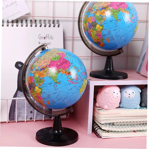 Large Desktop World Globe With Stand For Adults High Definition Geographic Tabletop Globe in assorted colors on desk