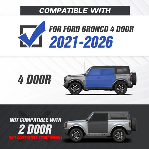Image showing compatibility for Two Tube Side Steps Compatible With 2021 To 2026 Ford Bronco Four Door.