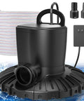 Pool Cover Pump 3000 LPH Automatic On Off Submersible Water Pump with 2 garden hose adapters, 23ft drainage hose, 49ft power cord