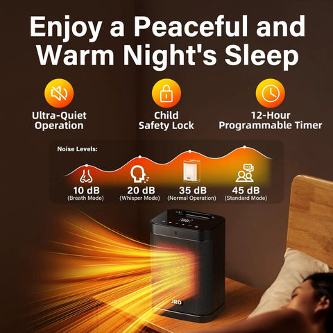 Fast Heating Ceramic Space Heater For Home And Office With 80 Degree Oscillation Thermostat 12 Hour Timer Eco Mode Remote Control