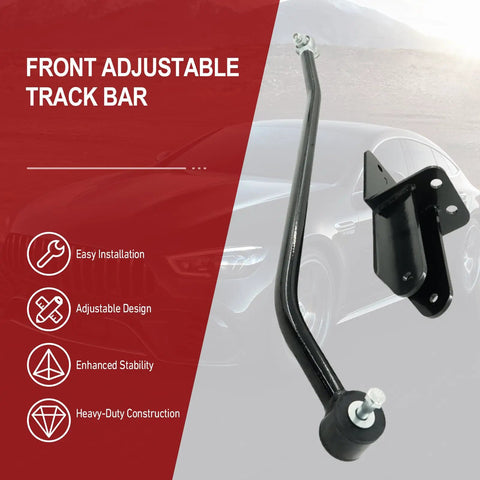 Front Adjustable Track Bar For Jeep Cherokee XJ 1984 To 2001 With 4 To 6.5 Inch Lift Kit Panhard Bar Rod And Relocation Bracket Off Road Ready Upgrade For Improved Steering And Stability., black steel adjustable track bar with bracket and bushings