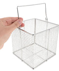 Stainless Steel Ultrasonic Cleaning Basket With Swinging Handle For Small Parts Dip And Drain Design High Temperature Resistant Parts Basket For Equipment And Precision Tools Easy Batch Handling, wire mesh basket with hand-held handle