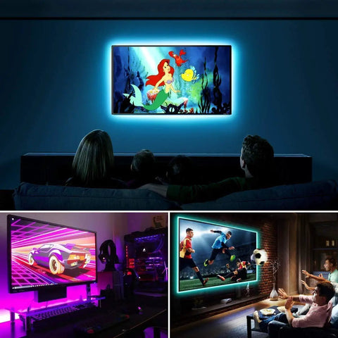 Led TV Backlight Kit Plug And Play With USB Power 6.56Ft RGB Color Changing Lights Dope Remote Control 16 Colors And 4 Lighting Modes