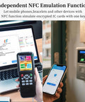 All In One Multi Frequency RFID Reader And Writer X100 for Boss Level Access Control showing NFC emulation on phone and device