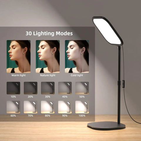 10 Inch Ring Light For Computer And Video Calls With Stand And Phone Holder, Eye Safe 15W LED Desk Light, light modes display