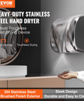 Heavy Duty Commercial Hand Dryer 1300W Automatic High Speed Stainless Steel Warm Wind Wall Mounted in bathroom setting