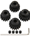 Mod 1 Hardened Steel M1 Pinion Gear Set 15T 16T 17T 18T For 5mm RC Motor Shaft, Beefy Upgrade For 1/8 And 1/10 Scale RC Cars, Trucks, And Buggy