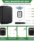 Waterproof Key Lock Box With Code Wall Mount Safe For House Keys Realtors And Garage Spare Keys 12 Digit Keypad Lock Box High Security With Easy Reset Durable Weatherproof Key Storage For Real Estate Pros, shown with components and installation instructions.