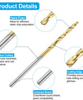 Close-up of Tap And Drill Bit Set 2-56 UNC Right Hand Screw Tap And 1.8mm Drill Bit HSS 6542 Titanium Coated with annotated features.