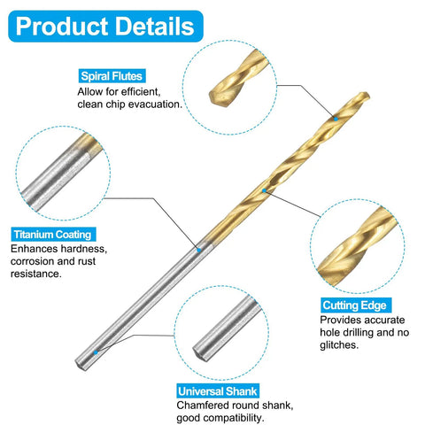 Close-up of Tap And Drill Bit Set 2-56 UNC Right Hand Screw Tap And 1.8mm Drill Bit HSS 6542 Titanium Coated with annotated features.