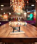 Airship Model Iron Collectible Statue With Stand Diecast Ornament For Home Decor Realistic Airship Replica on wooden table