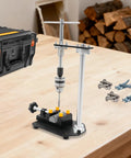 Manual Tapping Machine for DIY and Workshop on workbench with 6 taps and vise, precision hand tapper, heavy duty steel, metalworking tool