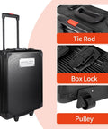 799Pcs Aluminum Trolley Case Tool Set With Belt And Gloves, 187 Polishing Tools, DIY Ready Household Hand Tools, black case with handle, lock, and wheels shown.