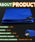 2 Pack 6 By 8 Foot Blue Tarps, 8 Mil Built Tough Waterproof Poly Tarp With Metal Grommets And Reinforced Edges, UV Resistant