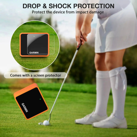 Silicone Case For Garmin Approach R10 Golf Launch Monitor With Screen Protector Film Shockproof Waterproof Orange use