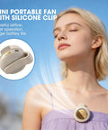 Woman enjoying breeze from Portable Bladeless Clip On Fan For Waist Or Shirt Hands Free Personal Neck Wearable Cooling Fan