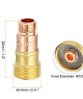 Gas Lens Collet Bodies Kit Pro Grade Five Piece Set For TIG Torch Consumables 17GL332, copper, 13mm connection, 30mm length