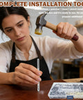 Woman using Leather Button Snap Kit 100 Sets 12.5mm With Four Fixing Tools Includes Cap Socket Closing Post And Stud