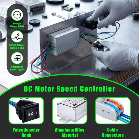 All In One 12V 24V DC Geared Motor Kit With Speed Controller 3500 7000 RPM, DC motor speed controller being installed