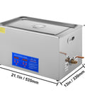 22L ultrasonic cleaner with lid, stainless steel body, digital timer and heater, 40kHz