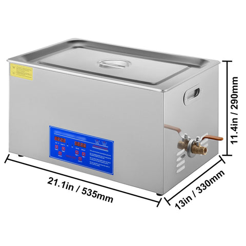 22L ultrasonic cleaner with lid, stainless steel body, digital timer and heater, 40kHz