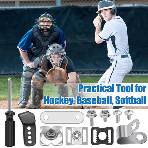 31 Piece Hockey Helmet Repair Kit With Screwdriver And Hardware Pack For Helmets And Visors with sports background