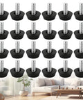 24 Pack Heavy Duty M6 Threaded Furniture Levelers Screw In Adjustable Leveling Feet With Black Plastic Bases