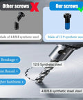 Comparison of Heavy Duty Standard Head Gunsmithing Screws Rock Solid Fillister Design Precision Size 648 And 840 Threads with 12.9 synthetic steel