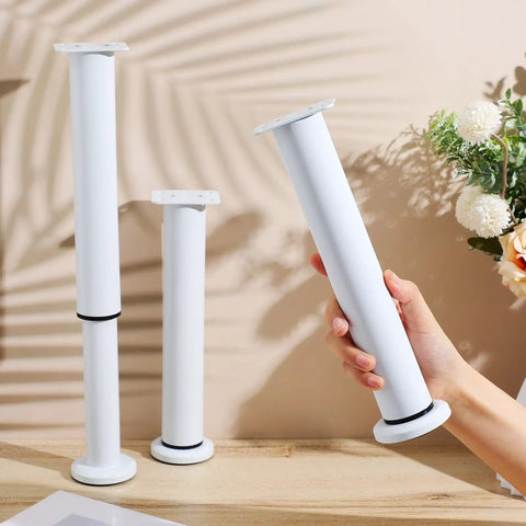 4 Pack Adjustable Steel Furniture Legs For Cabinets And Tables Telescopic Feet With Height Adjustment White Leg Risers