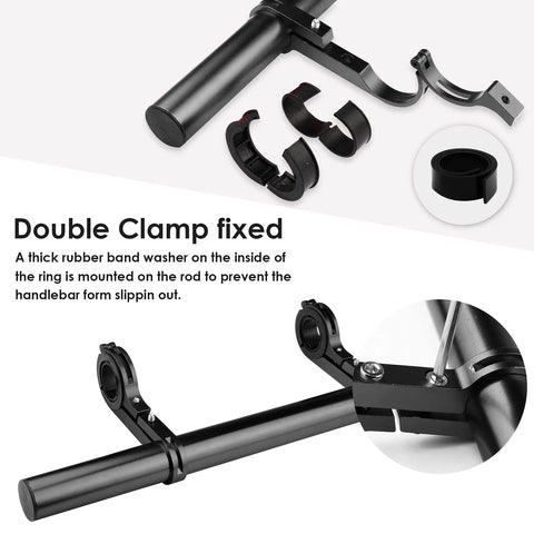 Bike Handlebar Extender 11.8 Inch Aluminum Alloy Bracket with Double Clamp for Secure Cockpit Space Expansion