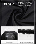 Close-up of fabric for Black Zip Front One Piece Swimsuit With Rash Guard Short Sleeve For Women Built In Padded Bra Tummy Control