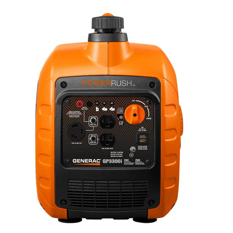 3,300 Watt Gas Powered Portable Inverter Generator for Home Backup Camping Trips and RV Use with control panel view