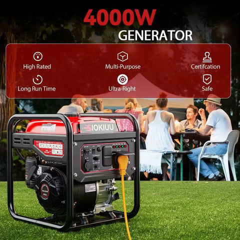 Beefy 4000W Portable Inverter Generator For Camping RV Tailgating And Home Backup Power in outdoor setting