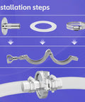 Front view: two-pack 1.5in tri-clamp to 1in barb stainless steel fittings with silicone gaskets and hose clamps
