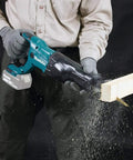 Person using 18V Cordless Reciprocating Saw Tool Only With Variable Speed Trigger And Tool Free Blade Change for cutting wood