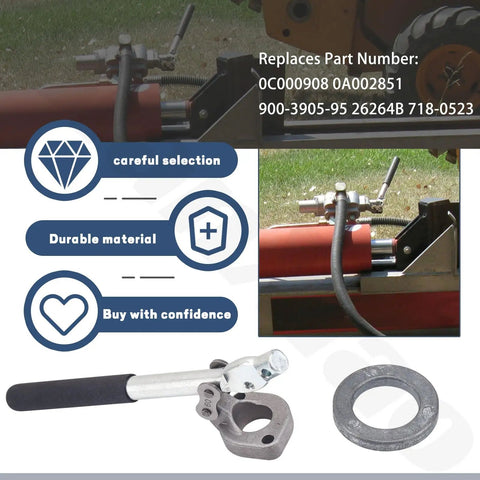 Heavy Duty Hydraulic Direction Control Valve Handle With Easy Install Mounting Bracket And Chain Assembly Replaces 0C000908 0A002851 900-3905-95 26264B 718-0523 Goes With Bandit Wood Chippers And Stump Grinders MTD Craftsman Yard Tools, shown with installation.