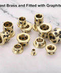 Flange Sleeve Bearings 12Mm Bore 15Mm OD 12Mm Height 4 Pack Self Lubricating Oilless Brass Graphite Bushings on marble surface
