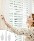 Woman using Shutter Repair Kit with Replacement Pins and Staples for Easy Louver Movement Fixes Up Your Broken Window Covers No Sweat.