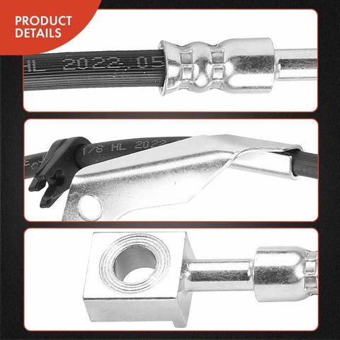 Close-up of Front Driver And Passenger Brake Hydraulic Hose Set For Chevy Equinox 2010 2016 And GMC Terrain 2010 2016 Pack Of 2