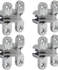 4 Pack Hidden Hinges, 1.77 Inch Stainless Steel Cross Invisible Swing Hinges for Kitchen Cabinet Doors