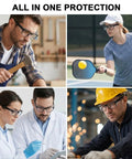 Heavy Duty Shop Ready Anti Fog Safety Glasses Featuring Rock Solid Side Shields And Easy Adjust Temples, worn in various work activities.