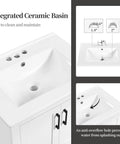 Instant Upgraded Vibes With This 24 Inch Bathroom Vanity Featuring A Built In Ceramic Sink Two Smooth Doors And One Spacious Drawer For Hassle Free Storage Modern White Cabinetry - top view of integrated ceramic basin with faucet holes.