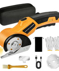 Heavy Duty Electric Cardboard Scissors With LED Light And Safety Lock Tungsten Steel Blade 2000Mah Battery, complete kit with gloves and storage bag.