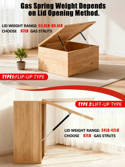 2 Pack 15 Inch Soft Close Gas Struts Heavy Lid Lift Support 67Lb 300N for toolbox, toy box, cabinet, boat hatch with brackets.