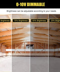 0-10V dimmable LED High Bay Light 150W 100W 80W levels in warehouse